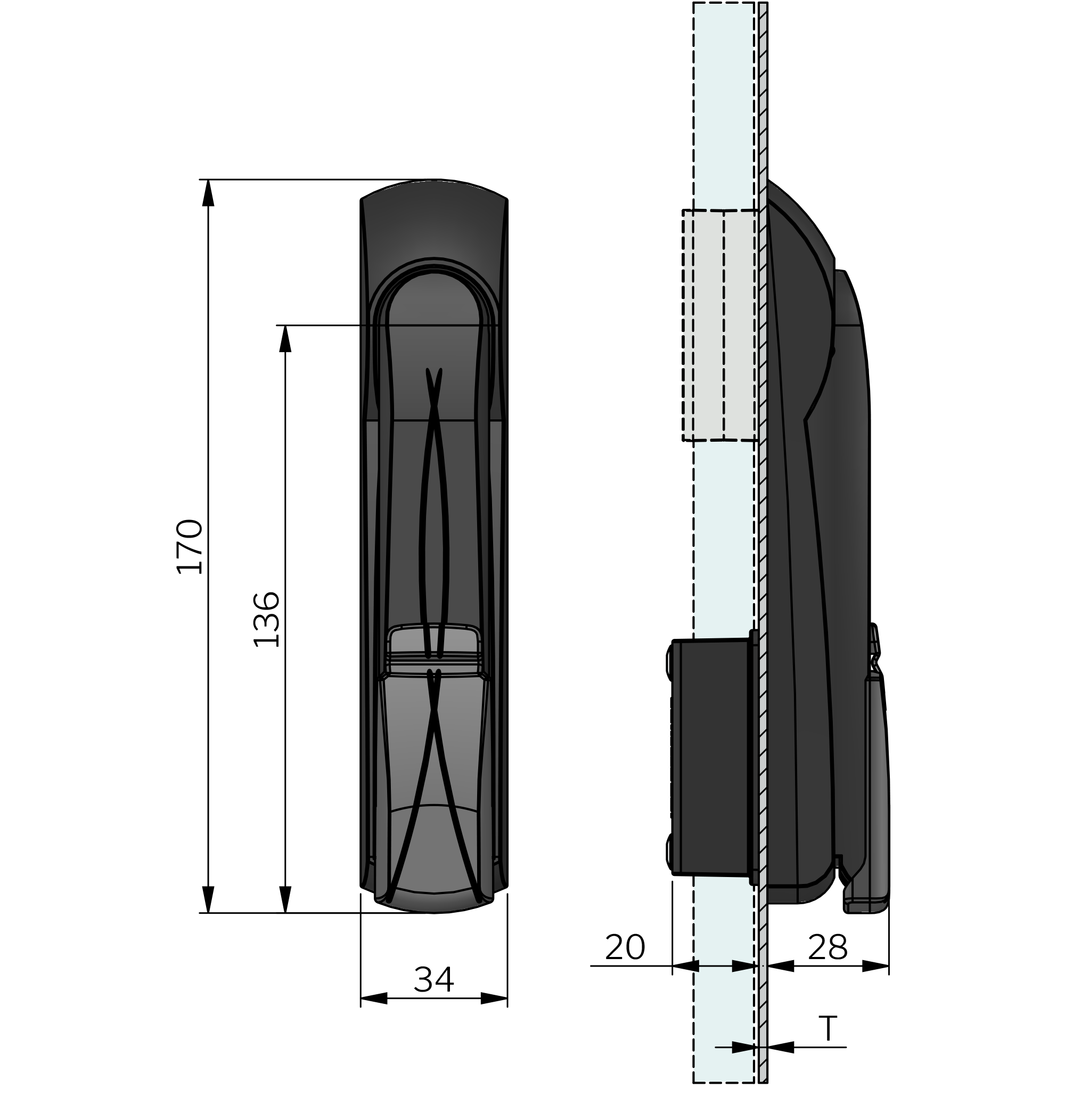 Vision Schwenkhebel Standard für 40 mm Profilzylinder Vision Schwenkhebel Standard für 40 mm Profilzylinder