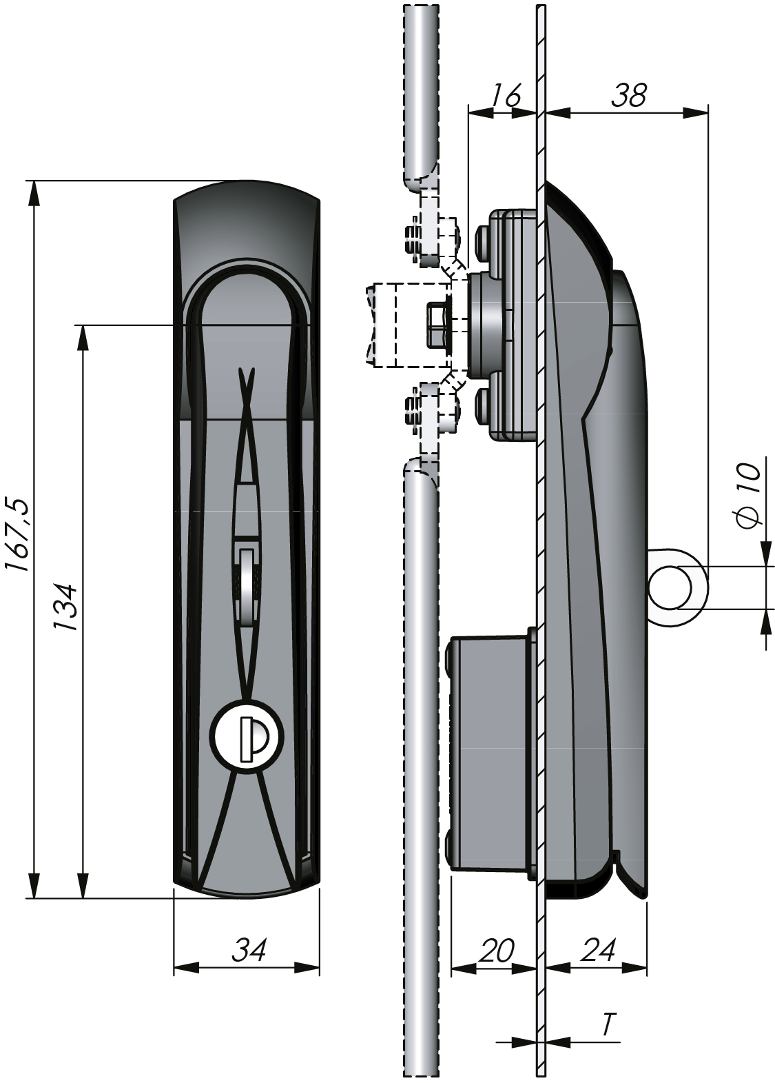 Vision Schwenkhebel Standard mit Zylinder Vision Schwenkhebel Standard mit Zylinder