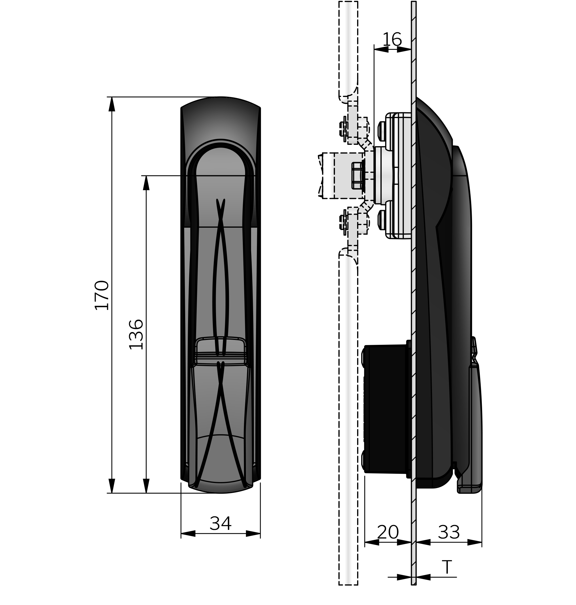 Vision Schwenkhebel Standard für 40 mm Profilzylinder Vision Schwenkhebel Standard für 40 mm Profilzylinder