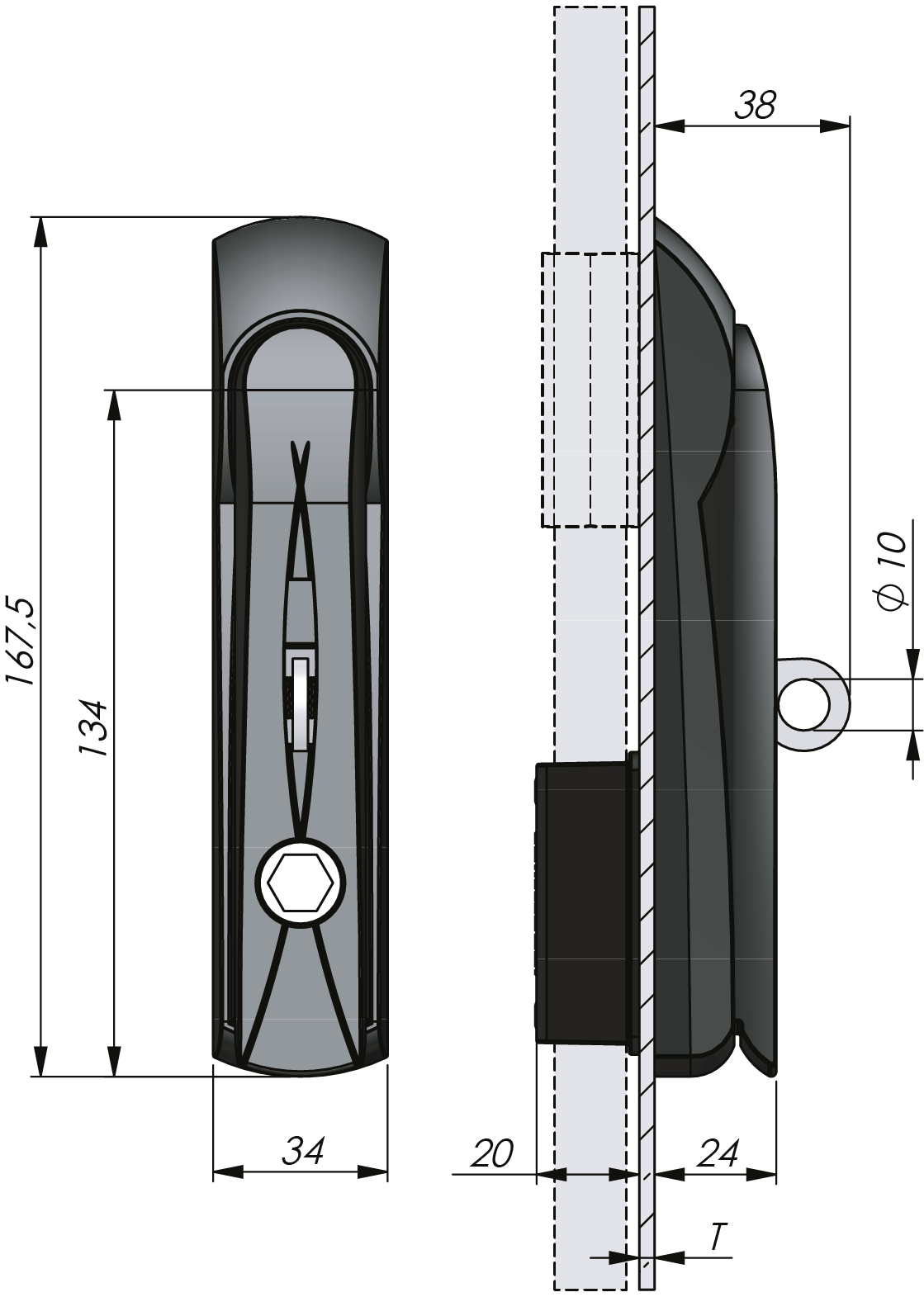 Vision Schwenkhebel Highlander mit Betätigung