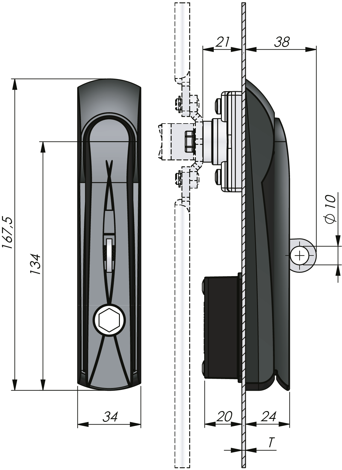 Vision Schwenkhebel Highlander mit Betätigung