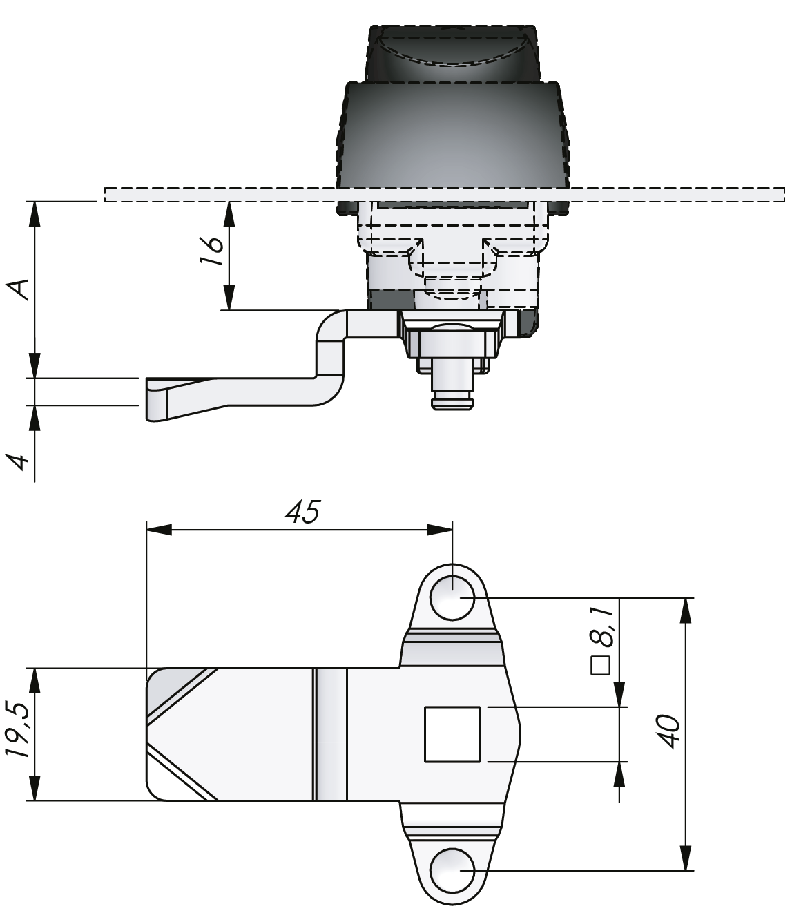 Vision Dreipunktzungen Stahl