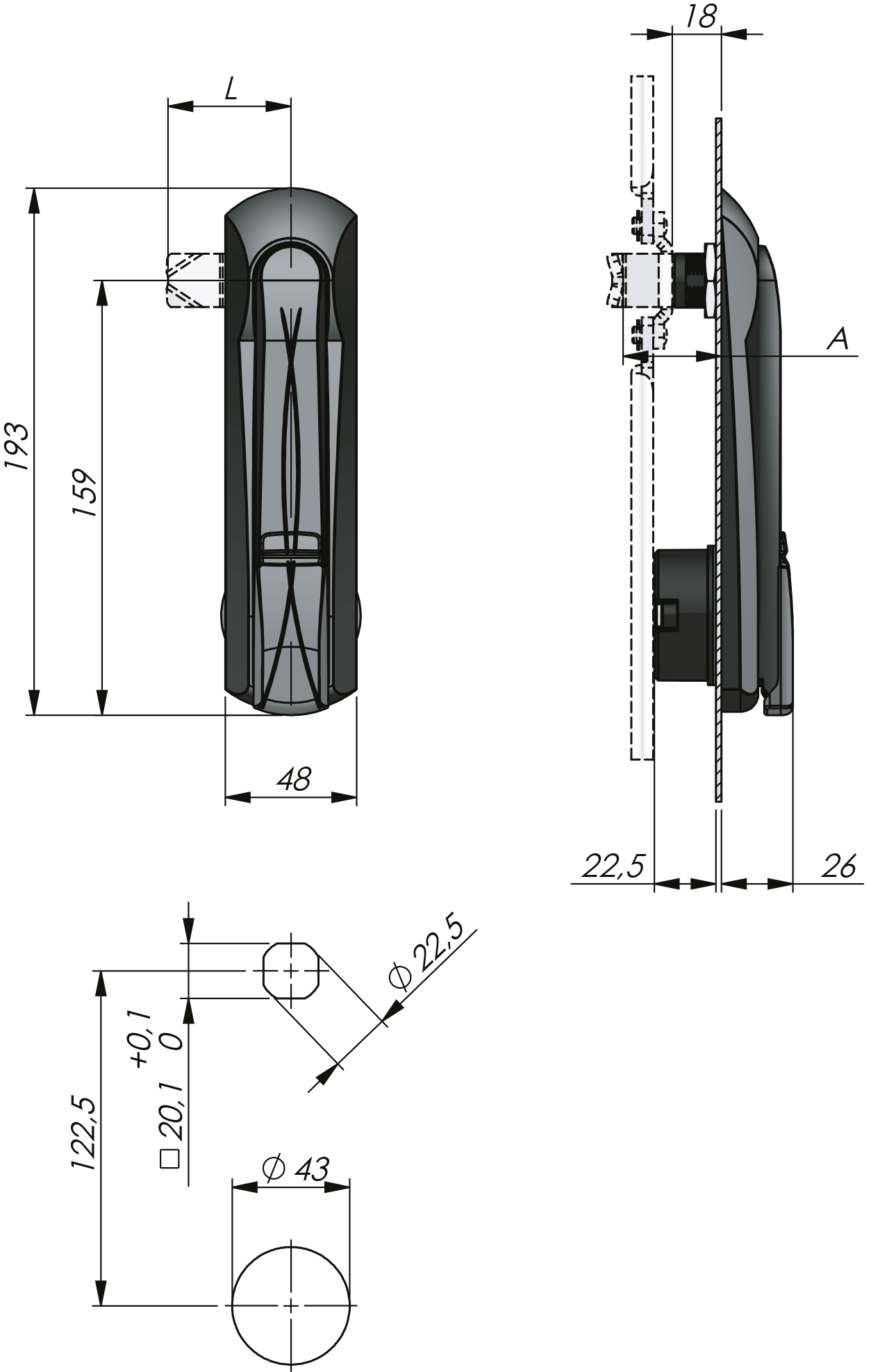 Vision Schwenkhebel für Oval-Zylinder Vision Schwenkhebel für Oval-Zylinder
