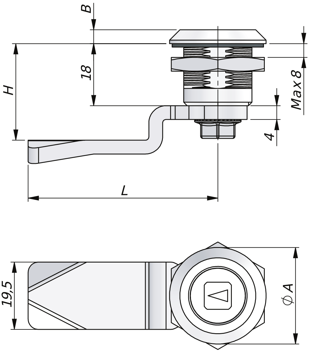 Vibrationsresistenter Drehriegelverschluss 18 mm