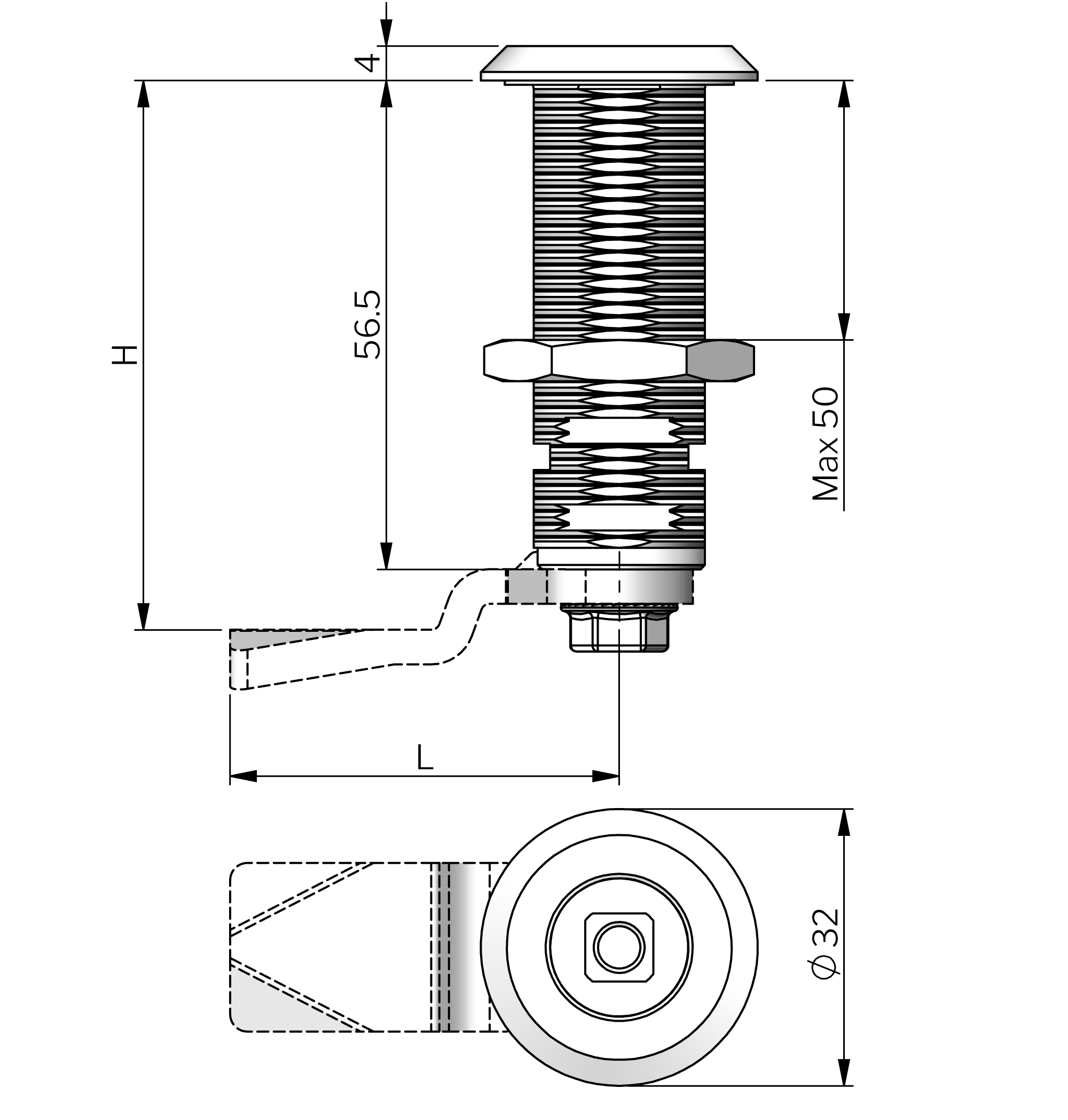 Drehriegelverschluss Classic 45 mm