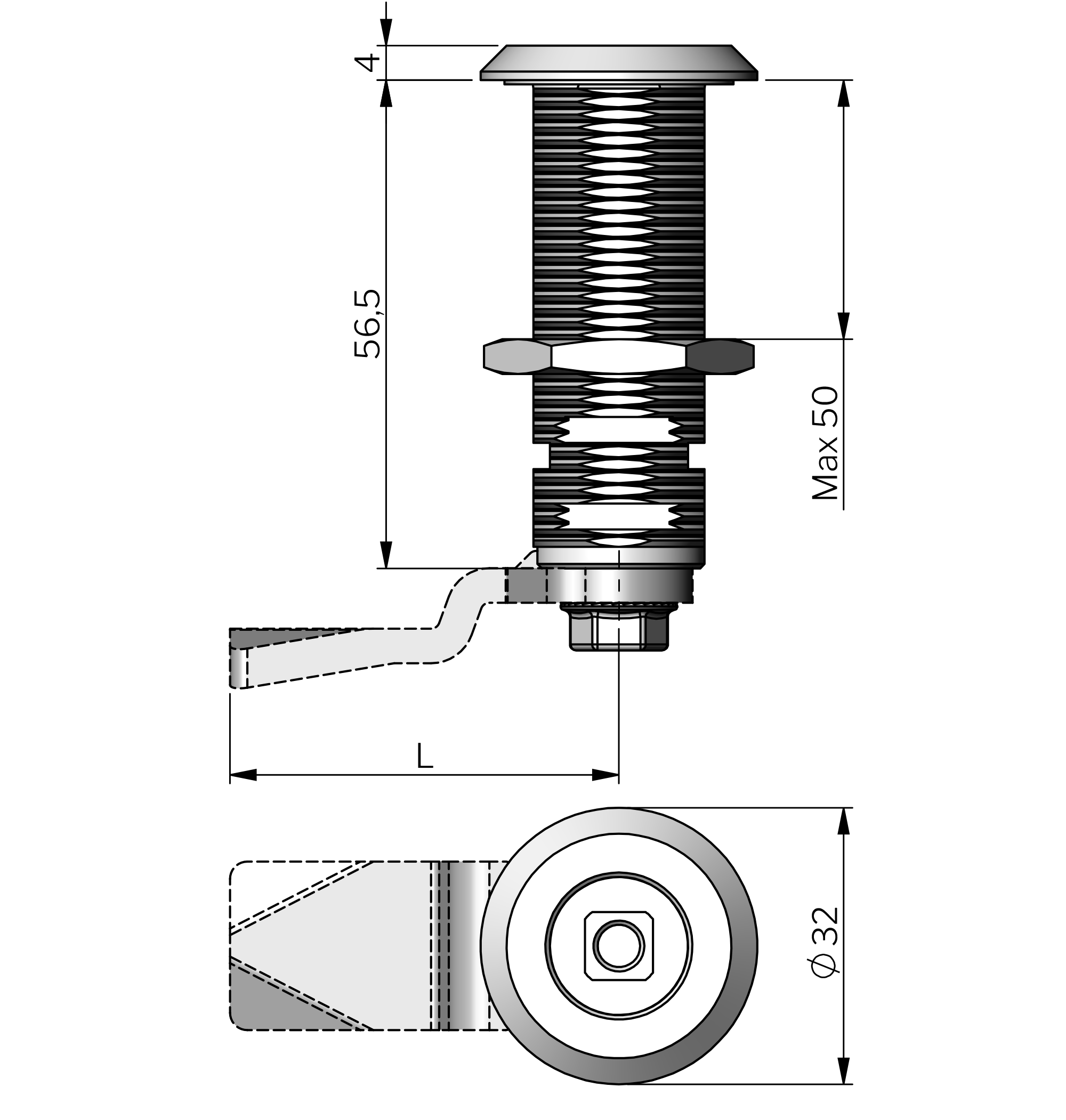 Drehriegelverschluss Classic 56 mm