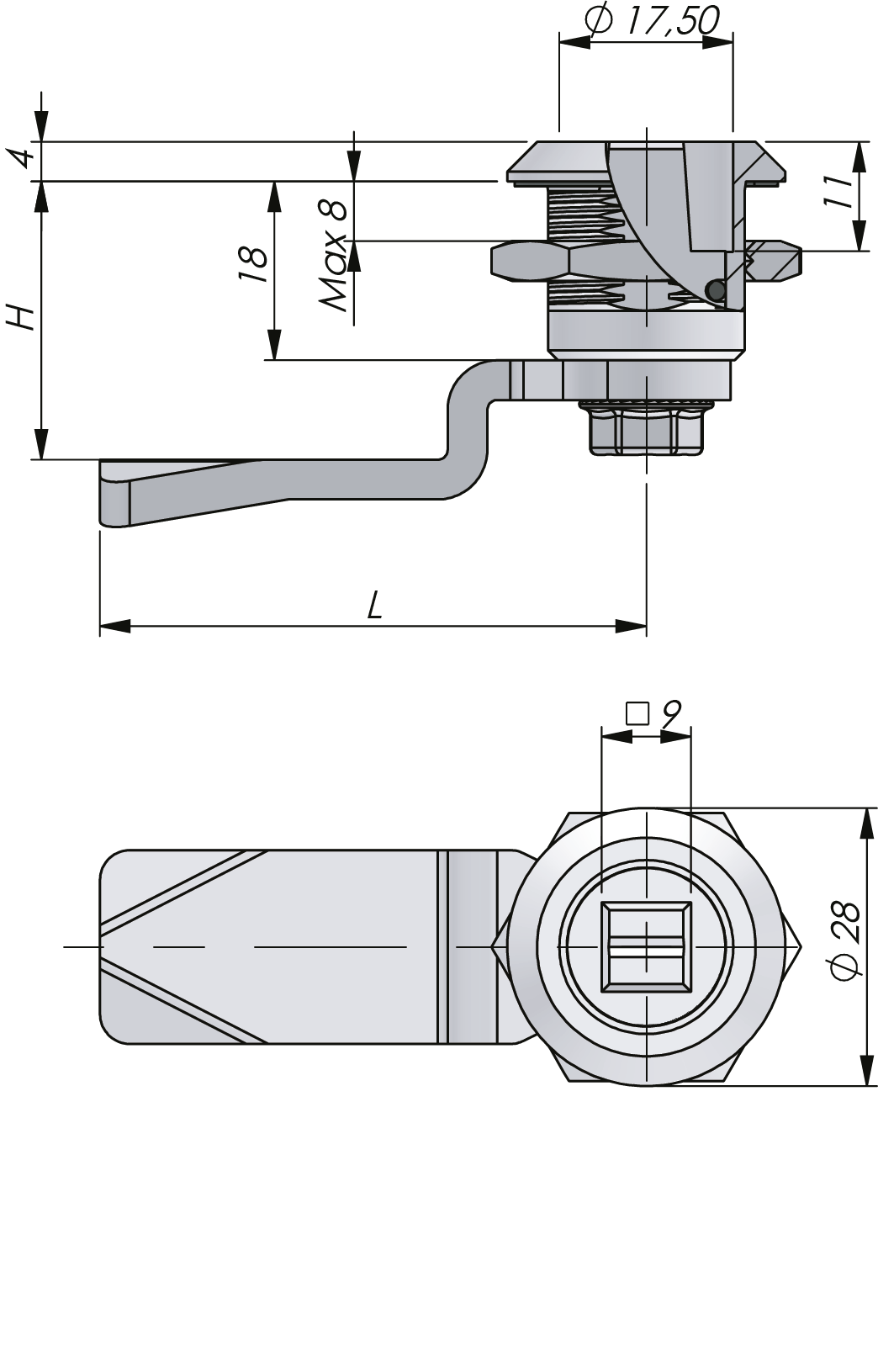 Vibrationsresistenter Drehriegelverschluss 18 mm