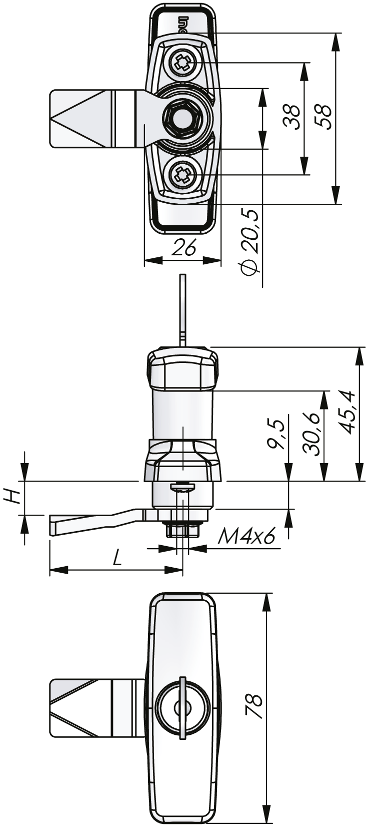 Drehriegelverschluss mit T-Griff Drehriegelverschluss mit T-Griff