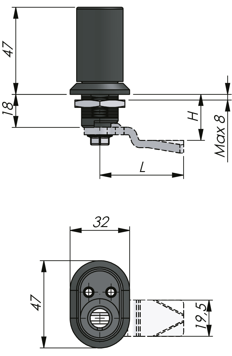 Drehriegelverschluss mit Knebel-Griff Drehriegelverschluss mit Knebel-Griff
