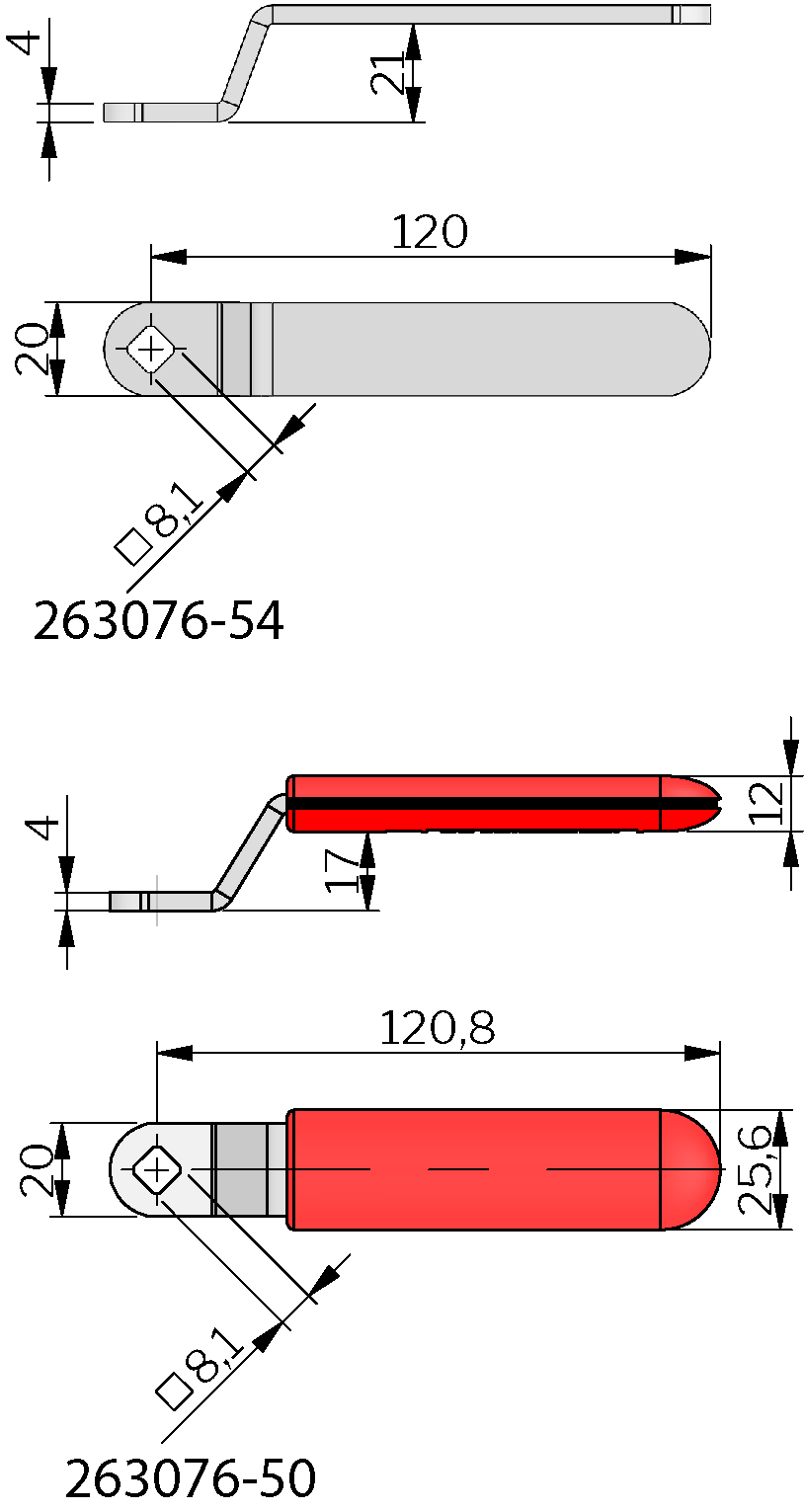 Klima-flex 1 Edelstahlgriffe für Innenseite Klima-flex 1 Edelstahlgriffe für Innenseite