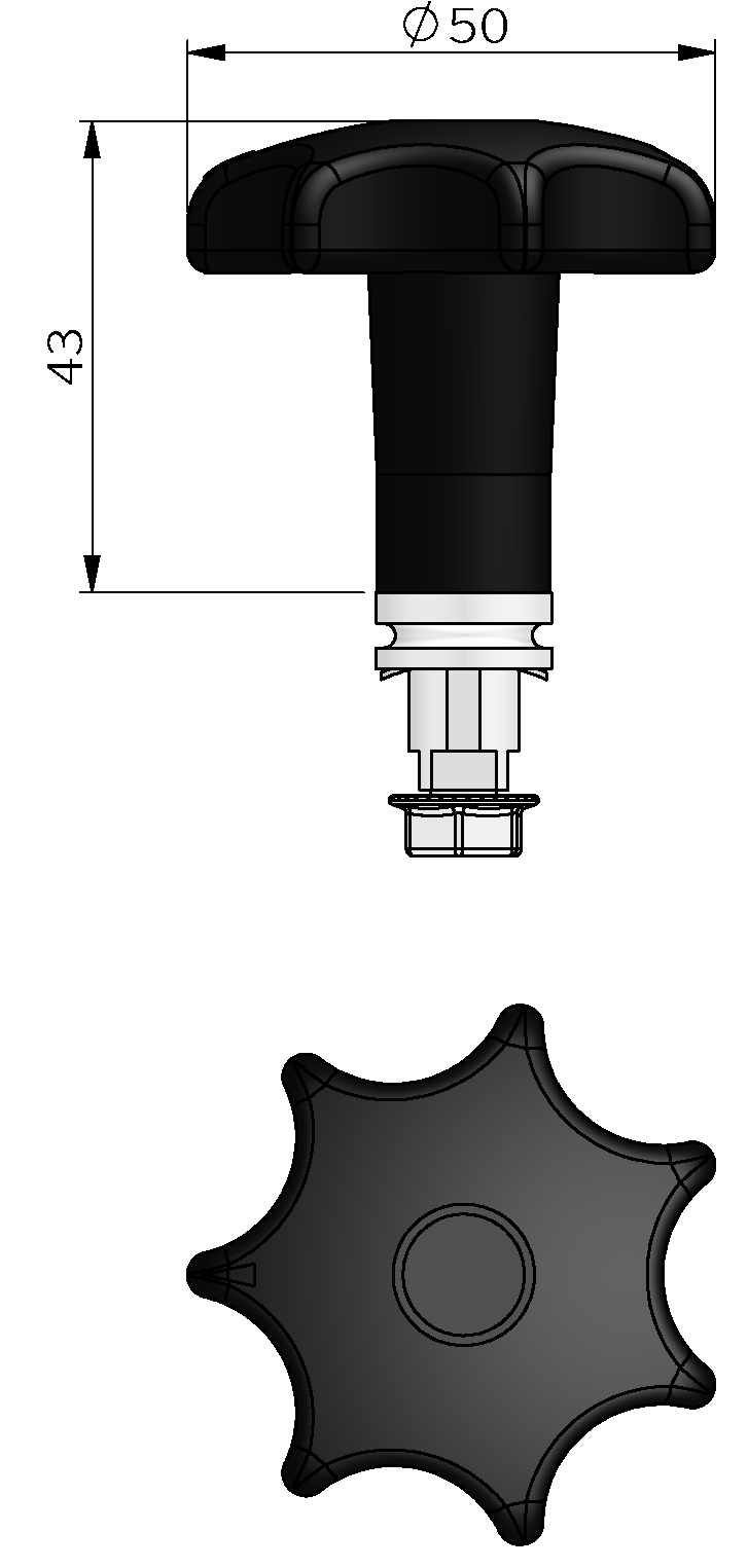 Sterngriff für Drehriegelverschlüsse