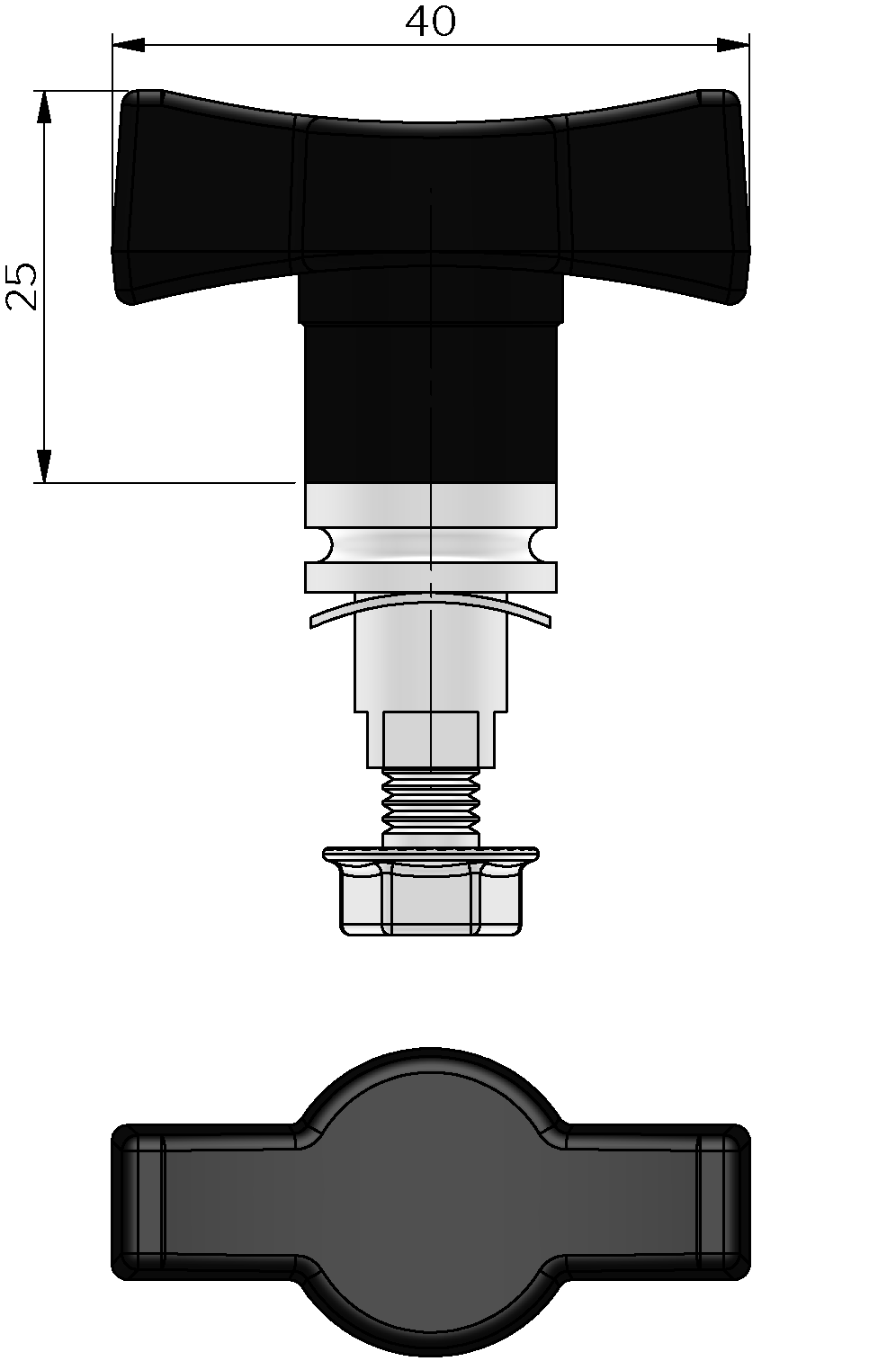Knebel-Griff für Drehriegelverschlüsse