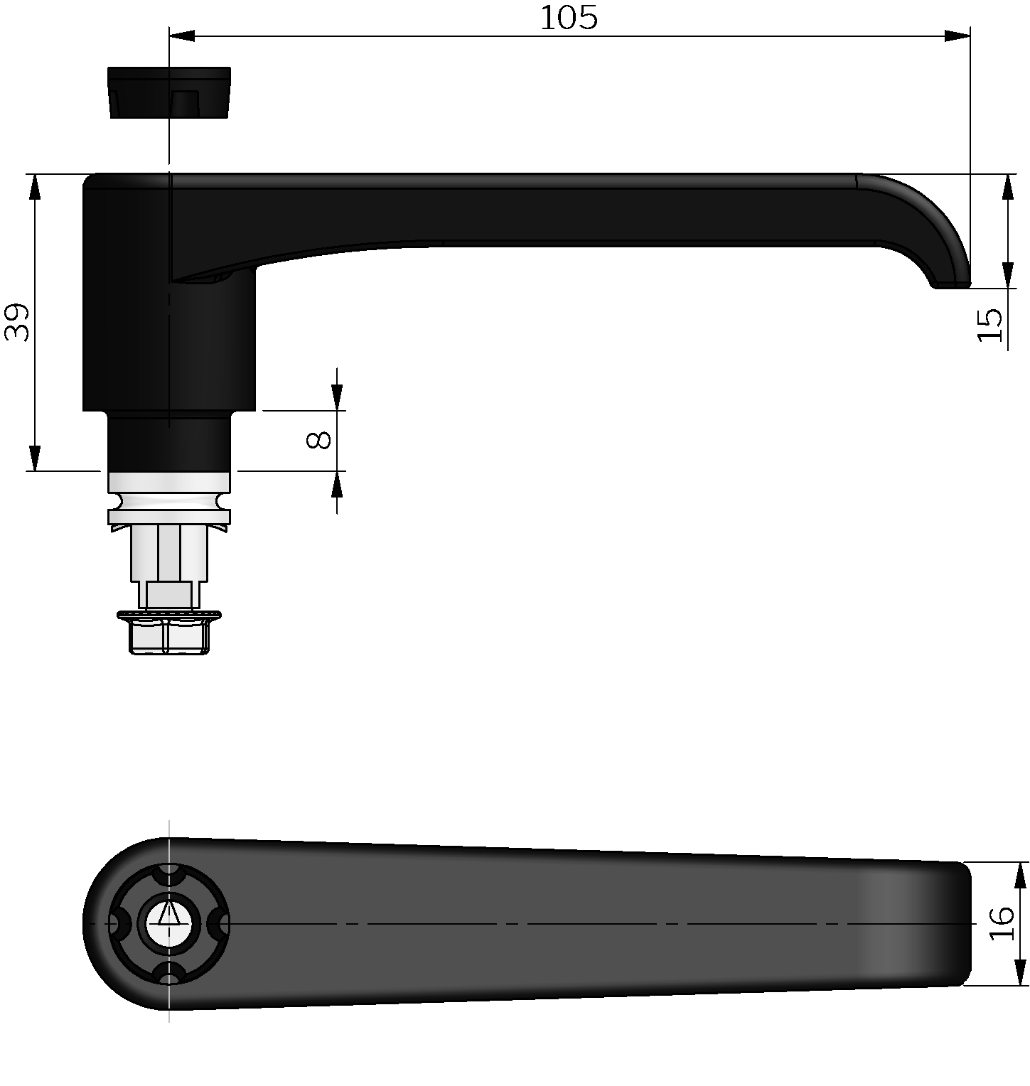 L-Griff für Drehriegelverschlüsse