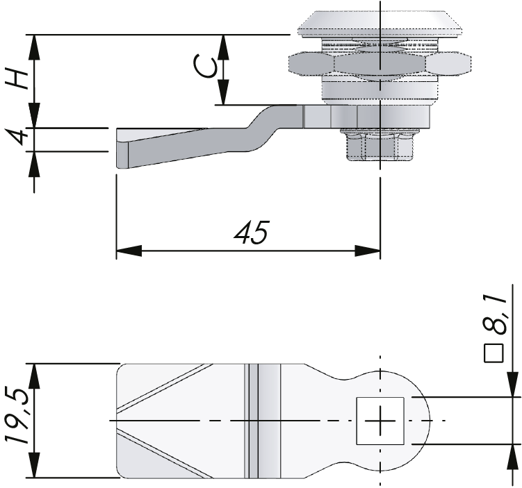 Zungen ohne Anschlag für 1-Punkt-Verriegelung SS 304