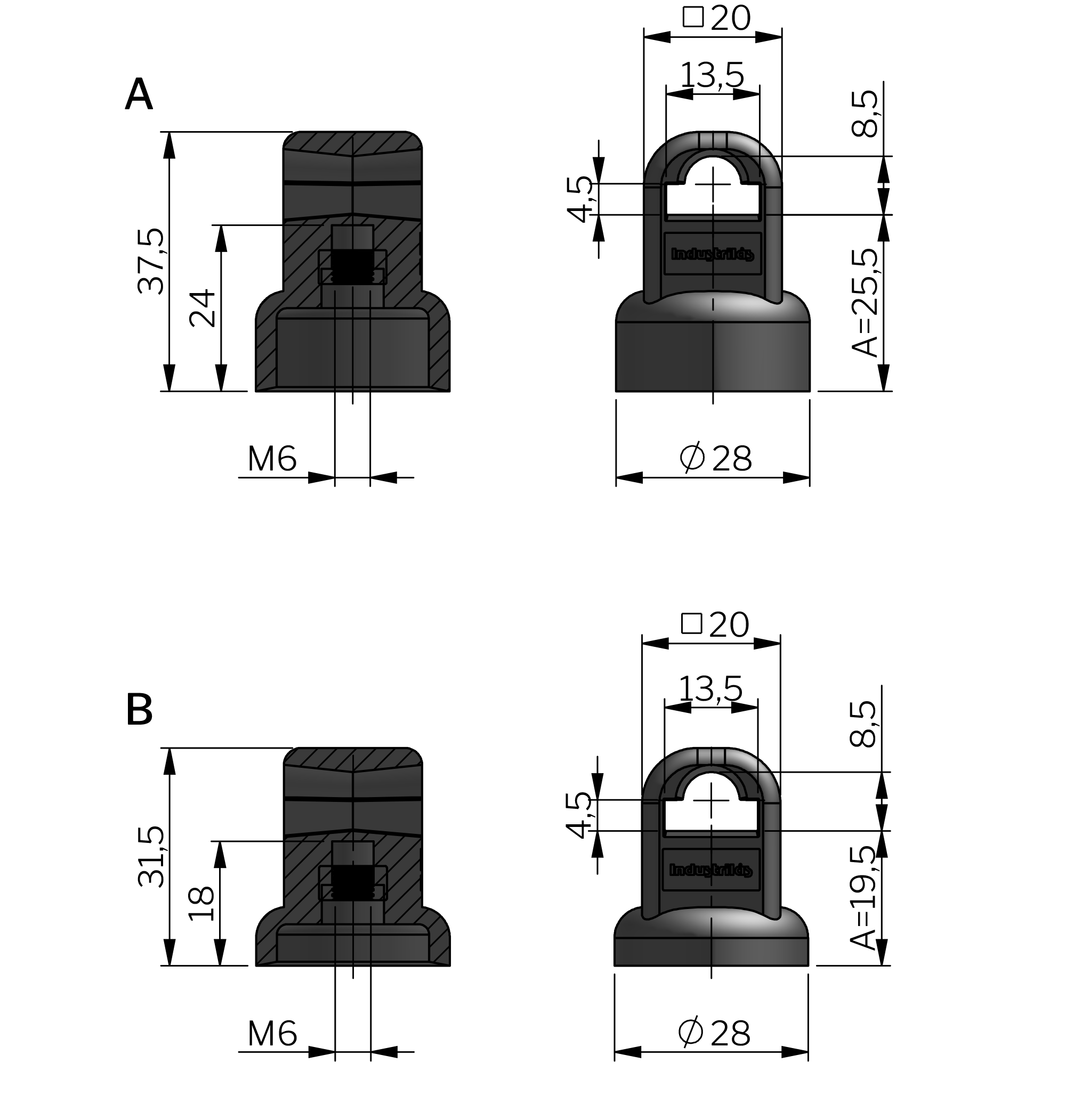 Polyamid-Stangenführungen