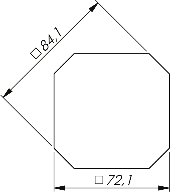 Drehriegelverschluss mit quadratischer Griffschale Drehriegelverschluss mit quadratischer Griffschale