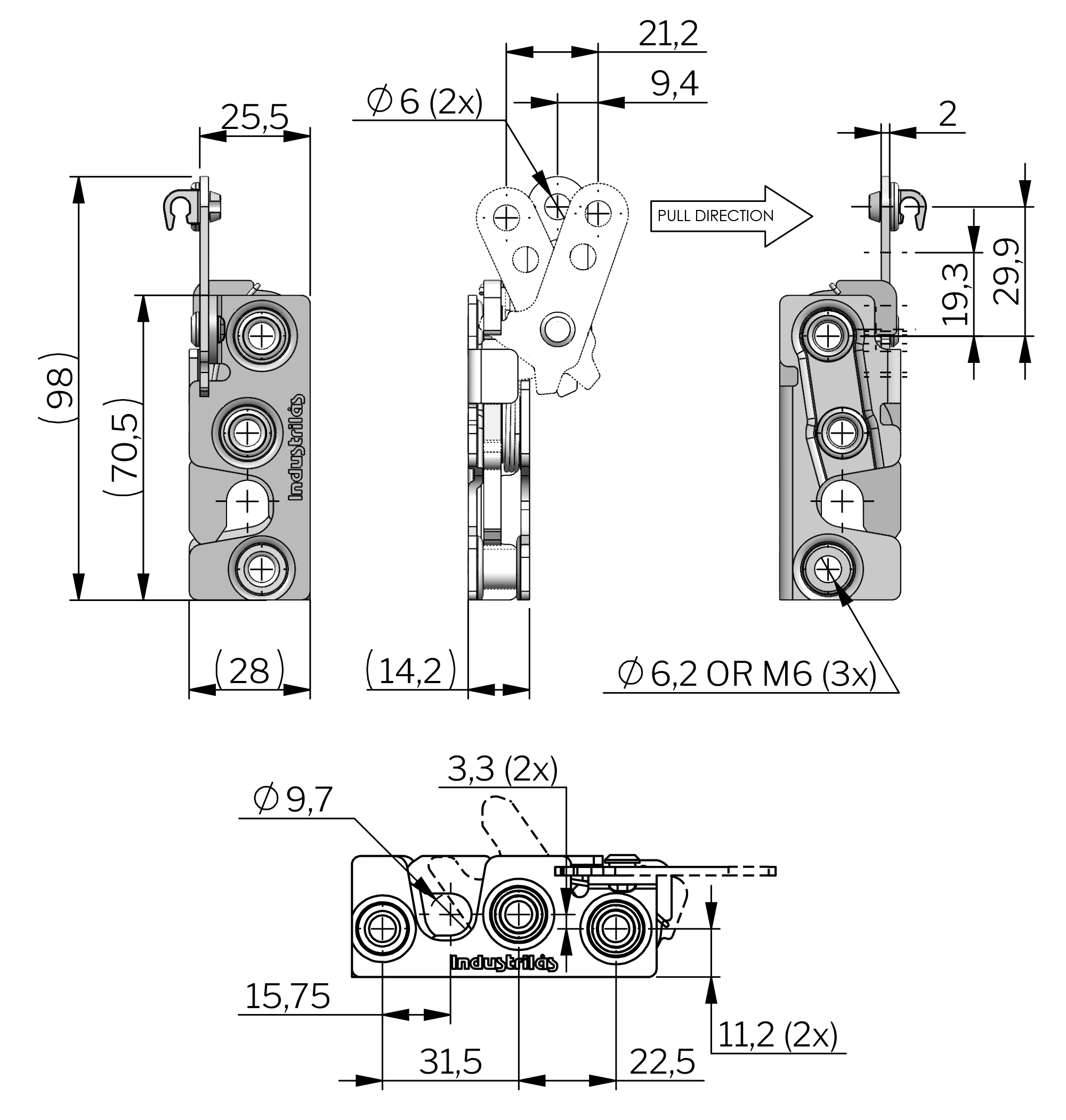 Vector Rotary Latch - Inline Perpendicular Pull Vector Rotary Latch - Inline Perpendicular Pull