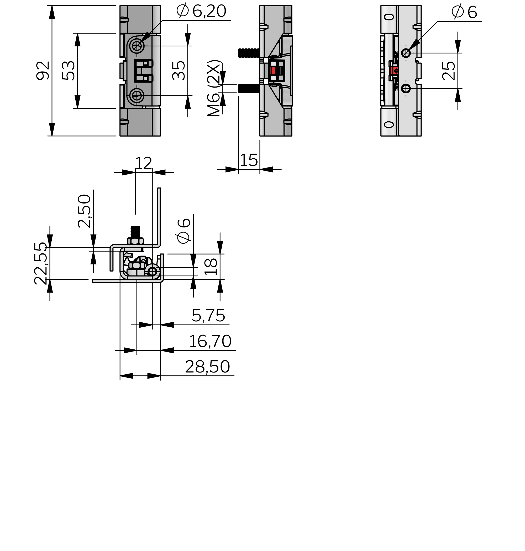 Verschwindscharnier Standard für Schnellmontage 120°