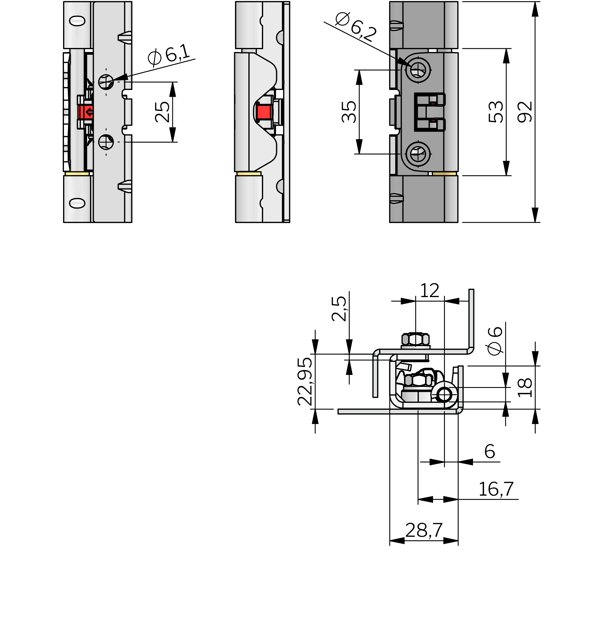 Verschwindscharnier Highlander für Schnellmontage 120°