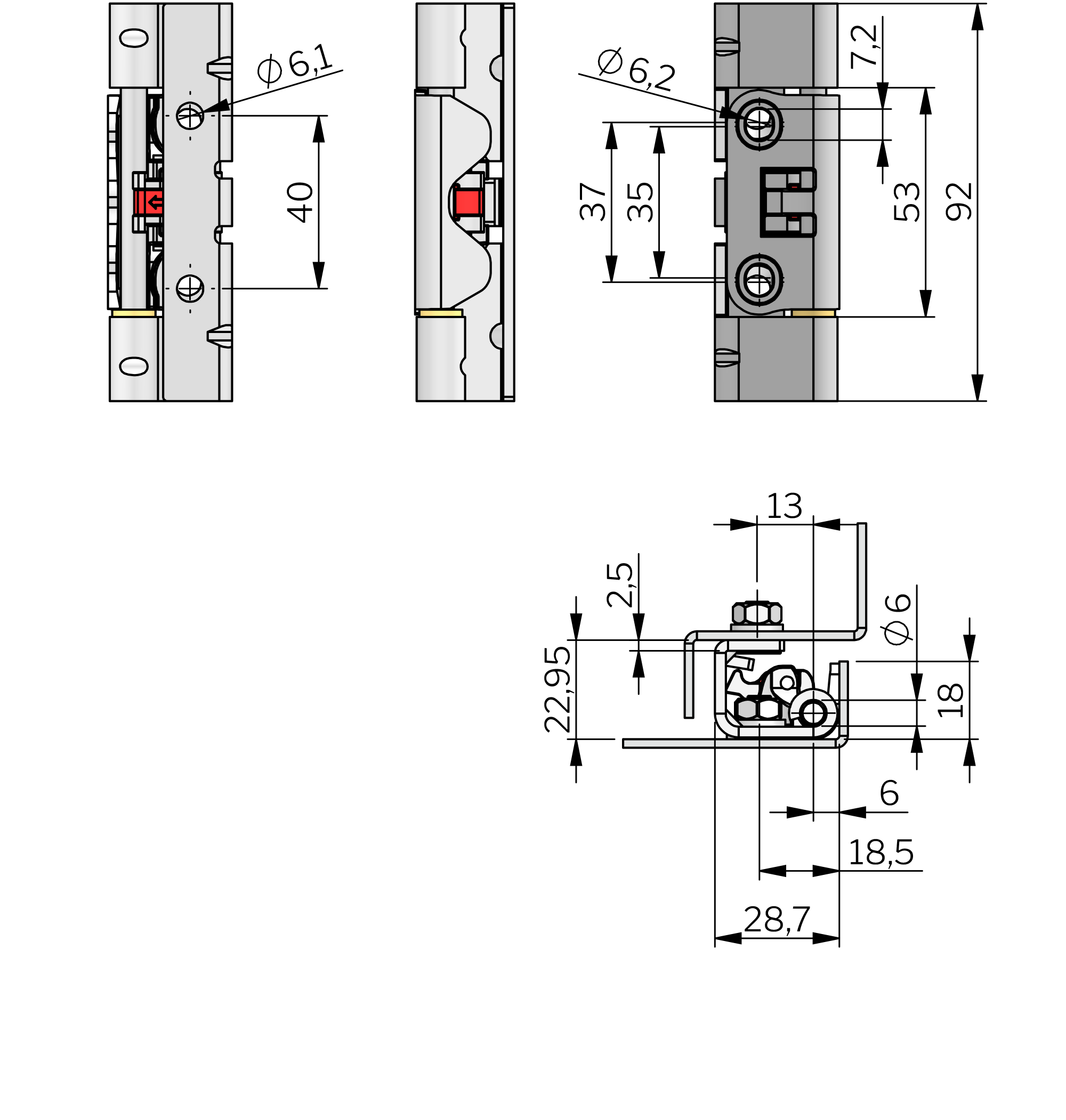 Verschwindscharnier Highlander für Schnellmontage 120°