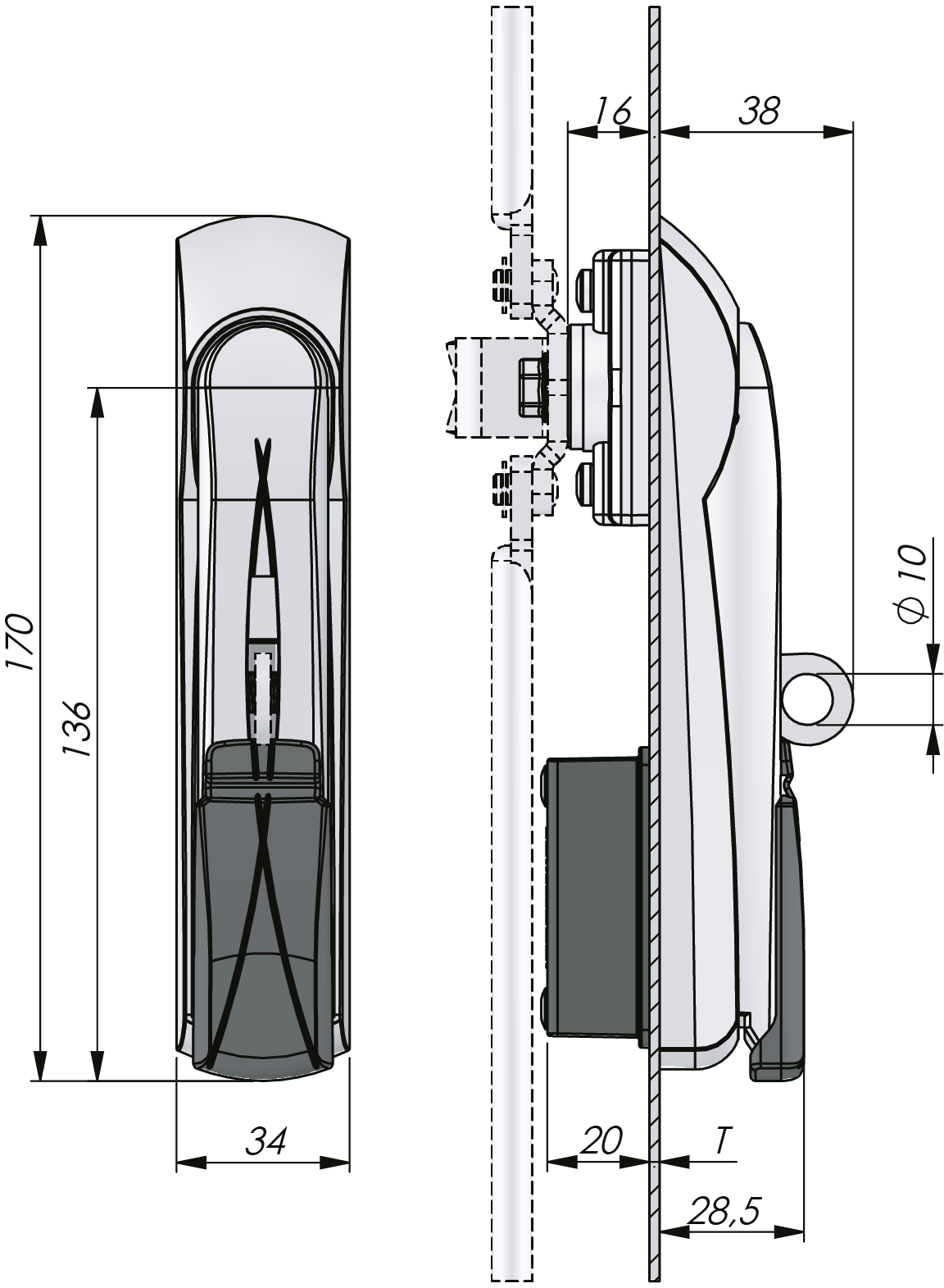 Vision Schwenkhebel Edelstahl