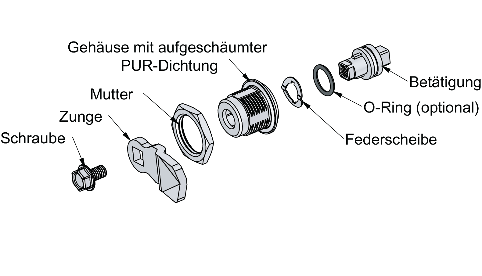 Vibrationsresistenter Drehriegelverschluss aus Edelstahl 18 mm