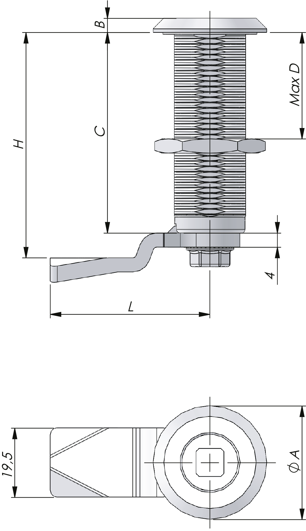 Drehriegelverschluss Classic aus Edelstahl 30 mm