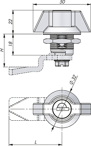 Drehriegelverschluss mit Knebel aus Edelstahl 18 mm Drehriegelverschluss mit Knebel aus Edelstahl 18 mm