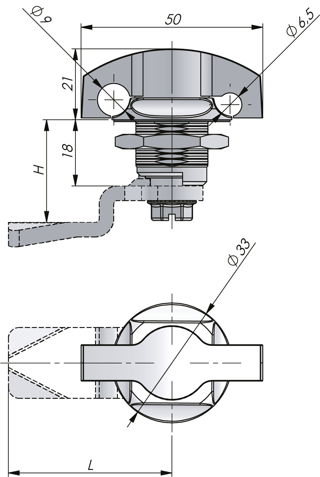 Drehriegelverschluss mit Knebel-Griff aus Edelstahl 18 mm Drehriegelverschluss mit Knebel-Griff aus Edelstahl 18 mm