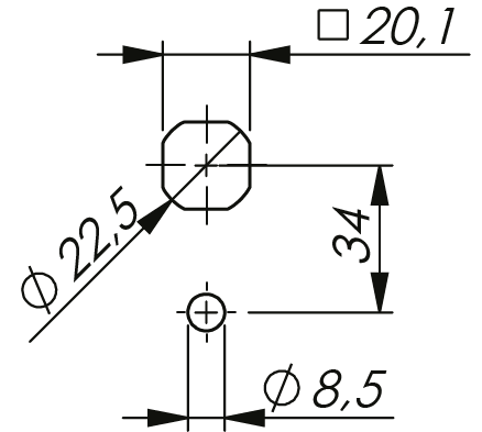Zweihandgriff Compact aus Edelstahl 36 mm