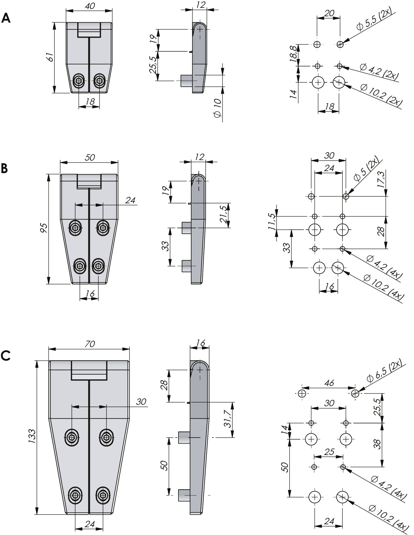 Einstellbares Klima-flex 2D-Scharnier 180° aus Edelstahl