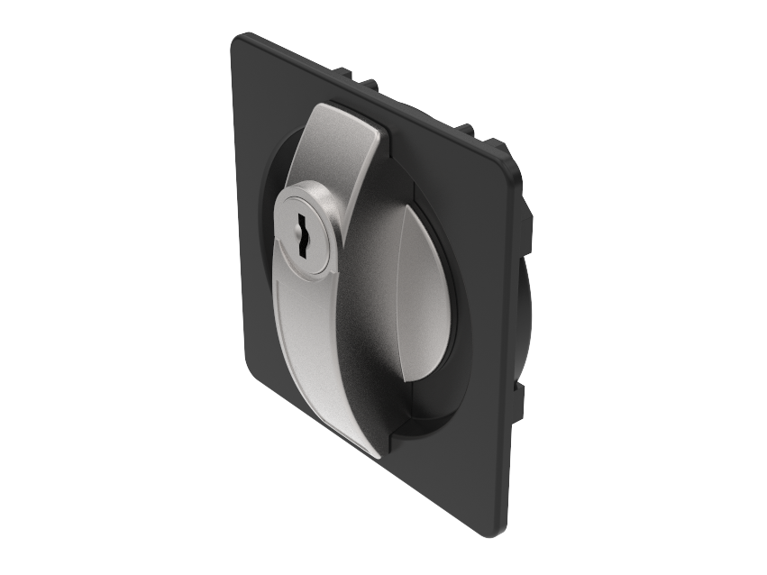 Drehriegelverschluss mit quadratischer Griffschale Drehriegelverschluss mit quadratischer Griffschale